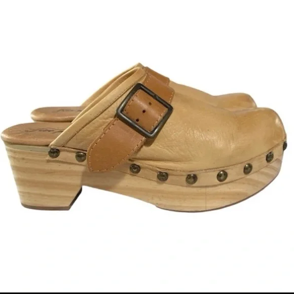 Free People Shoes Culver City Clogs Leather Camel Tan Boho Hippie Sz. 40 / 9-9.5 - Picture 6 of 15